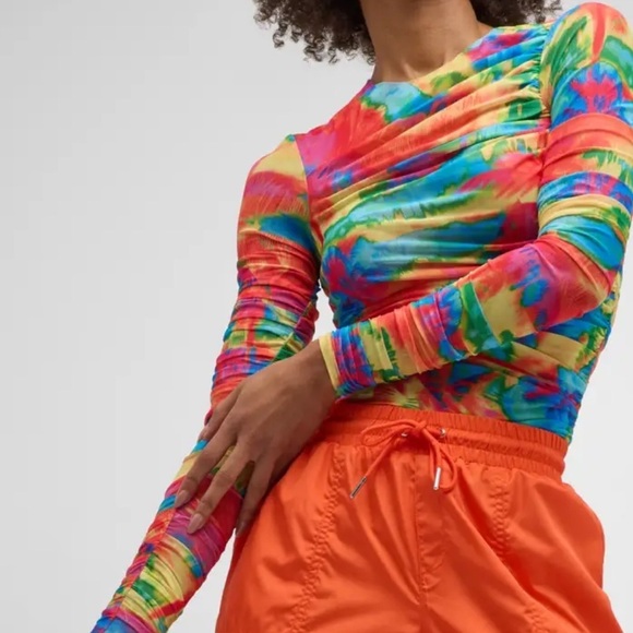 SER.O.YA Janey Multicolor Printed Long-Sleeve Crop Top Small - Picture 5 of 6